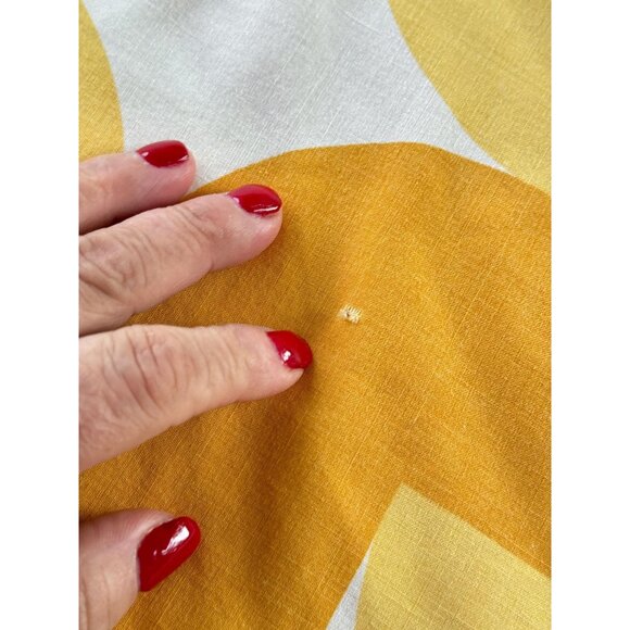 Vintage 70s flat / top sheet, geometric orange yellow round shapes, twin size - Picture 7 of 10